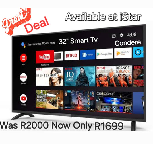 32" Frameless Smart HD TV. Brand -Condere